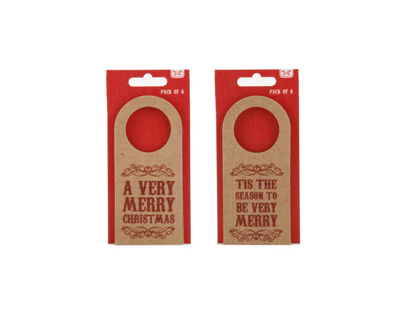 Cgb Giftware Christmas 4 Festive Greeting Bottle Tags (Brown) - CB346