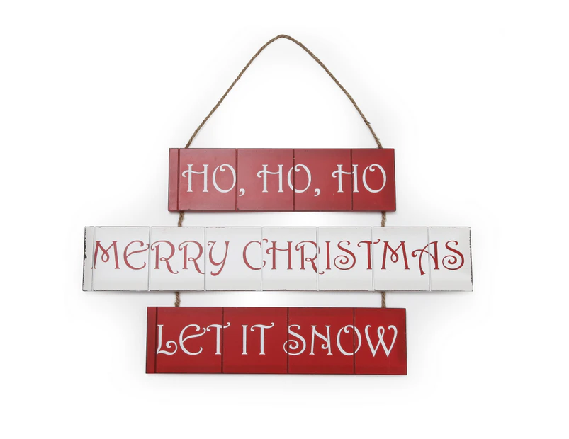 Christmas Shop Ho Ho Ho/Merry Christmas/Let It Snow Triple Hanging Sign (Red / White) - RW3840