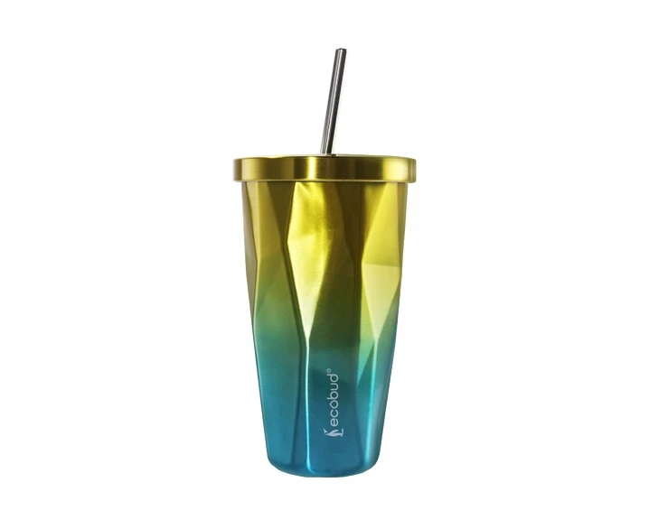 Ecobud Stainless Steel Cup With Straw (Yellow)