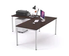 Litewall 2000 - Manager Desk L-Shaped White Square Leg Office Furniture [1800L x 1800W] - wenge, none