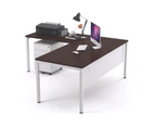 Litewall 2000 - Manager Desk L-Shaped White Square Leg Office Furniture [1800L x 1550W] - wenge, white modesty