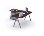 Elements 1000 - L-Shaped Corner Office Desk Silver JC Leg [1800L x 1550W] - Select a maple, Add a none