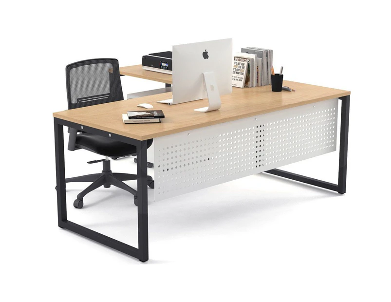 Litewall Evolve - L- Shaped Office Desk Office Furniture [1800L x 1800W] - maple, white modesty