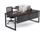 Litewall Evolve - L- Shaped Office Desk Office Furniture [1800L x 1550W] - wenge, black modesty