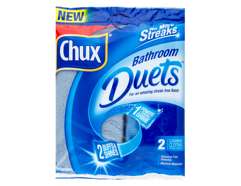 Chux Bathroom Duets Microfibre Cloths 2pk 