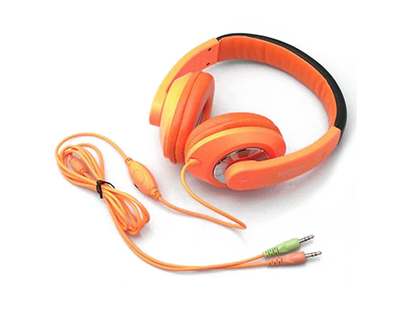 HIFI Stereo w/Mic Music Headphone Headset Earphone Earpiece For Mobilephone-Orange