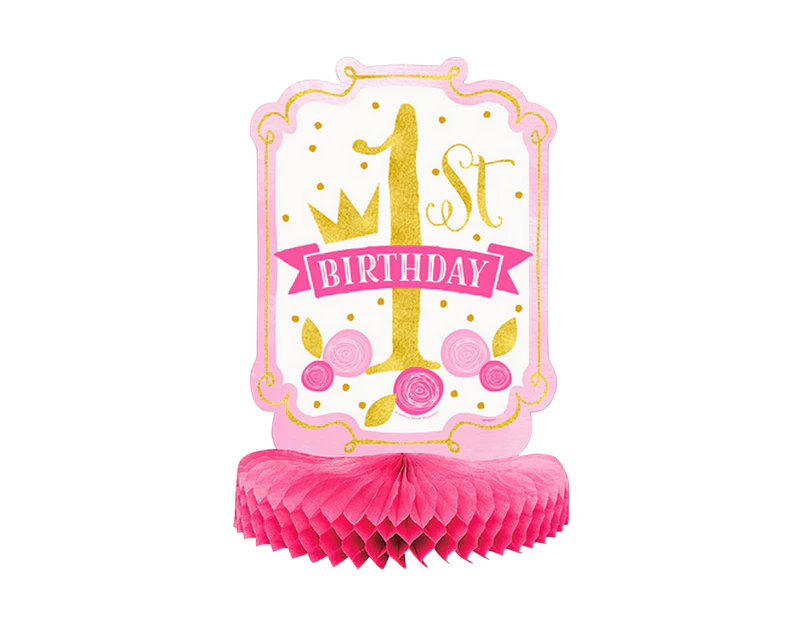Unique Party Pink/Gold 1st Birthday Honeycomb centrepiece (Pink/Gold) - SG11848