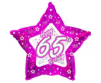 Creative Party Happy 65th Birthday Pink Star Balloon (Pink) - SG10559