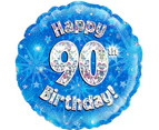 Oaktree 18 Inch Circle Happy 90th Birthday Foil Balloon (Blue) - SG7655
