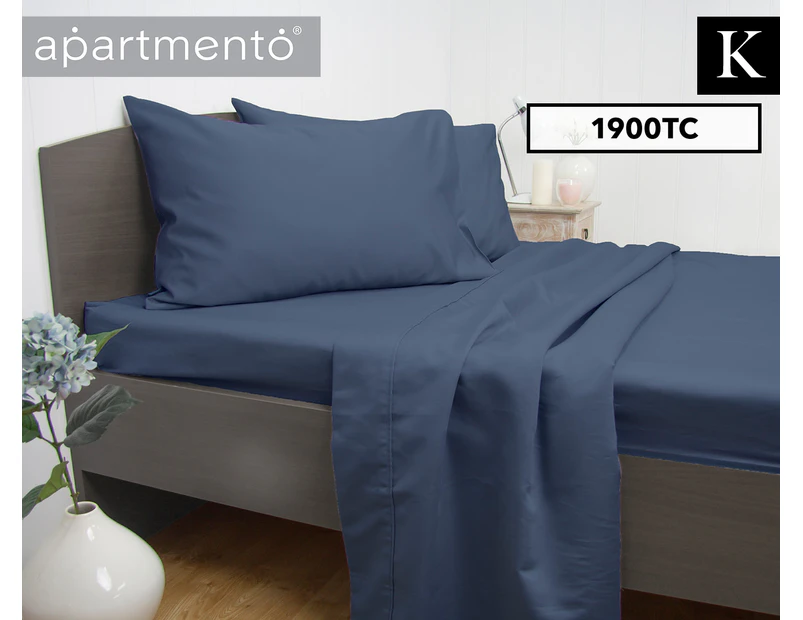 Apartmento 1900TC King Bed Sheet Set - Blue