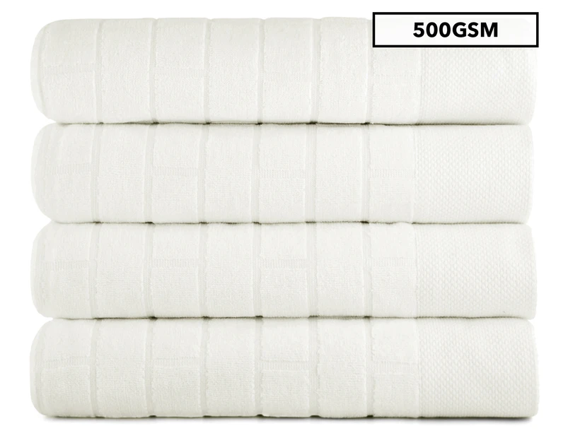 500GSM Velour 70x140cm Bath Towel 4-Pack - Ivory