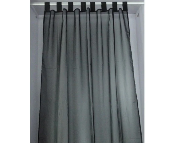 Sheer Tab Top Curtain 2pcs/Bag  Black