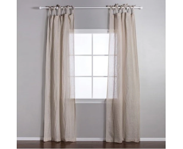 Poly-line Tie Top Curtain  1iece Linen