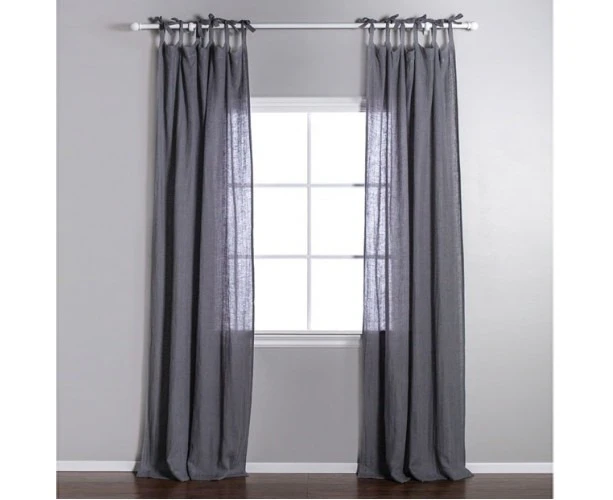 Poly-line Tie Top Curtain  1iece Black