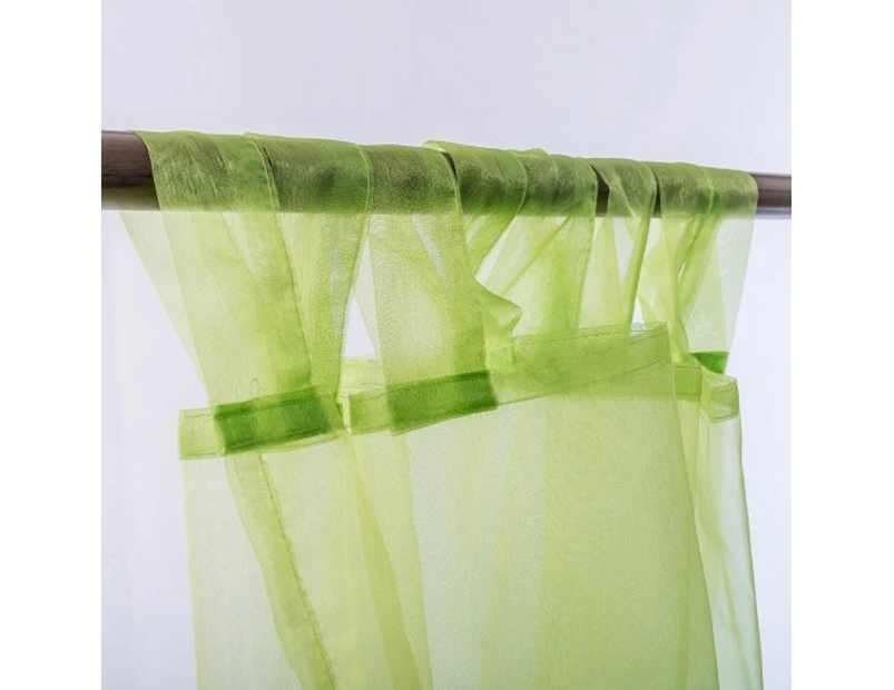 Organza Tab Top Curtain 2Pcs Green