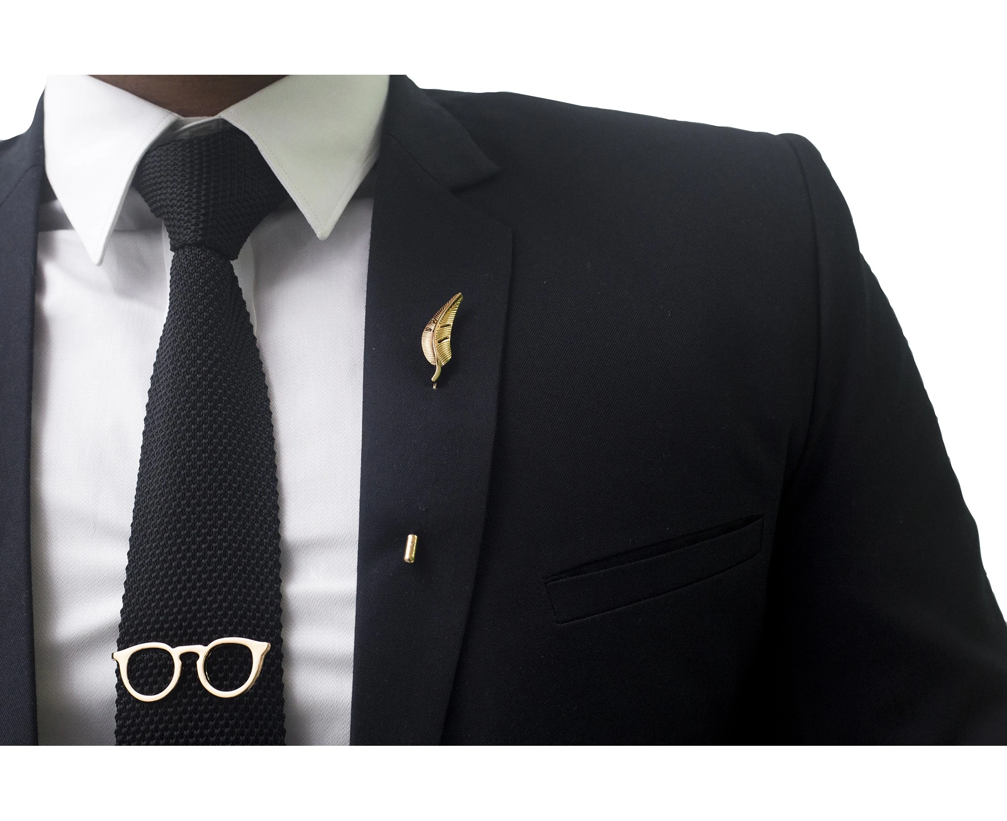 Decked-Up Men's Lapel Pin - Small Feather - Gold - Metal