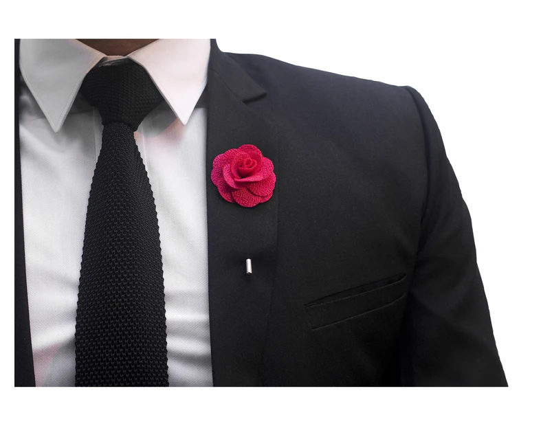 Decked-Up Men's Lapel Pin - Rose - Bright Pink - Fabric