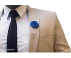 Decked-Up Men's Lapel Pin - Rose - Royal Blue - Fabric