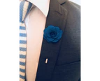 Decked-Up Men's Lapel Pin - Rose - Royal Blue - Fabric
