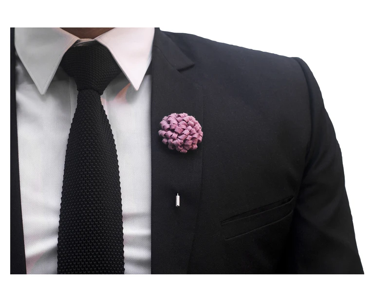 Decked-Up Men's Lapel Pin - Carnation - Light Pink - Fabric