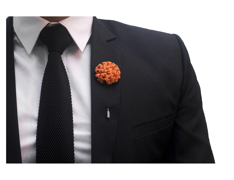 Decked-Up Men's Lapel Pin - Carnation - Orange - Fabric