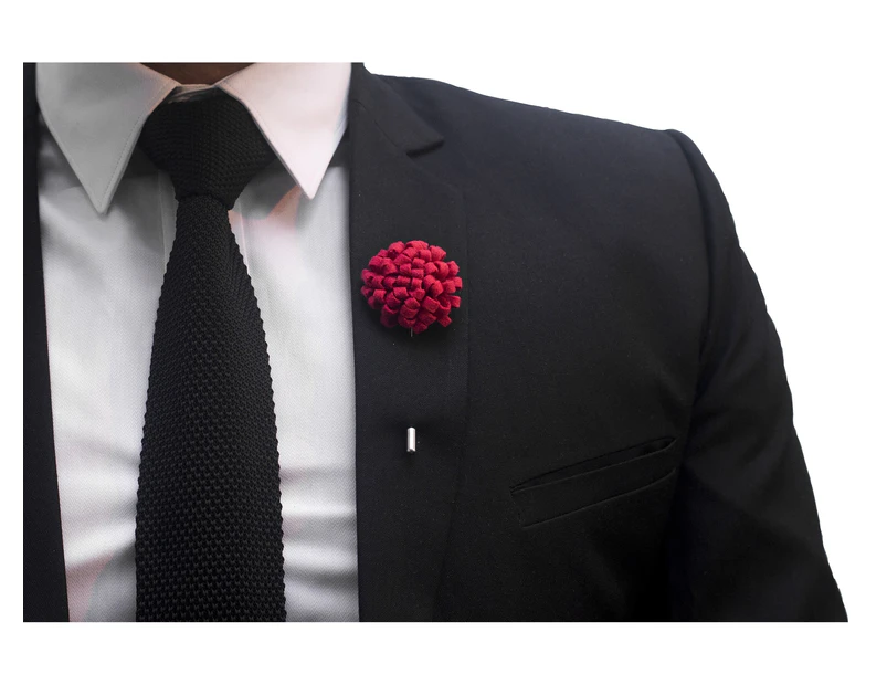 Decked-Up Men's Lapel Pin - Carnation - Magenta - Fabric