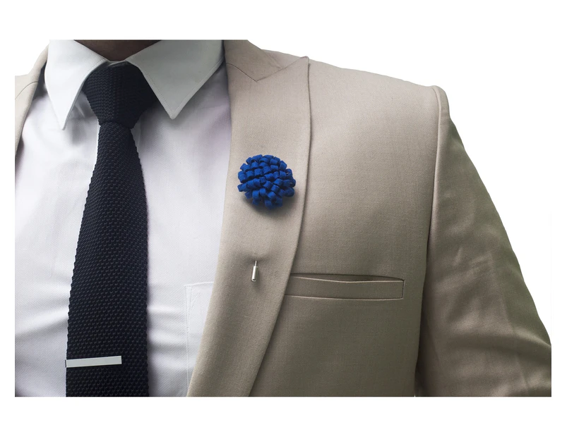 Decked-Up Men's Lapel Pin - Carnation - Royal Blue - Fabric
