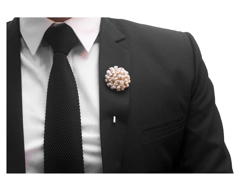 Decked-Up Men's Lapel Pin - Carnation - White - Fabric