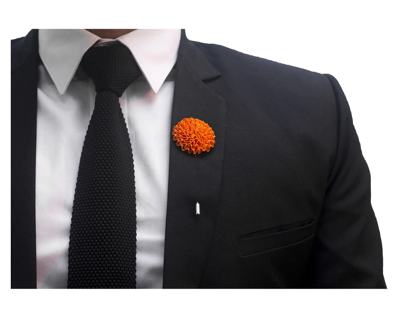 Decked-Up Men's Lapel Pin - Marigold  - Orange - Fabric