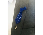 Decked-Up Men's Lapel Pin - Tie - Blue with Polka Dots - Fabric