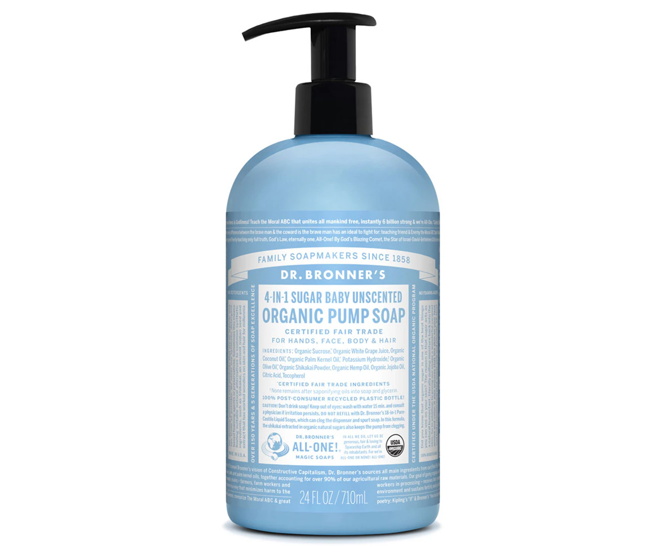 Dr. Bronner's Organic Baby Pump Soap Unscented 710mL