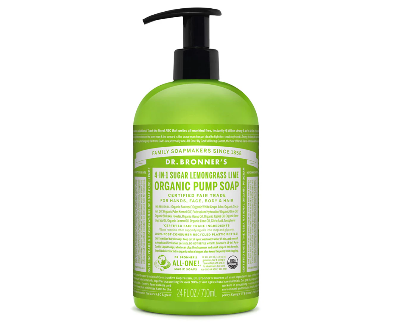 Dr. Bronner's Organic Pump Soap Lemongrass Lime 710mL