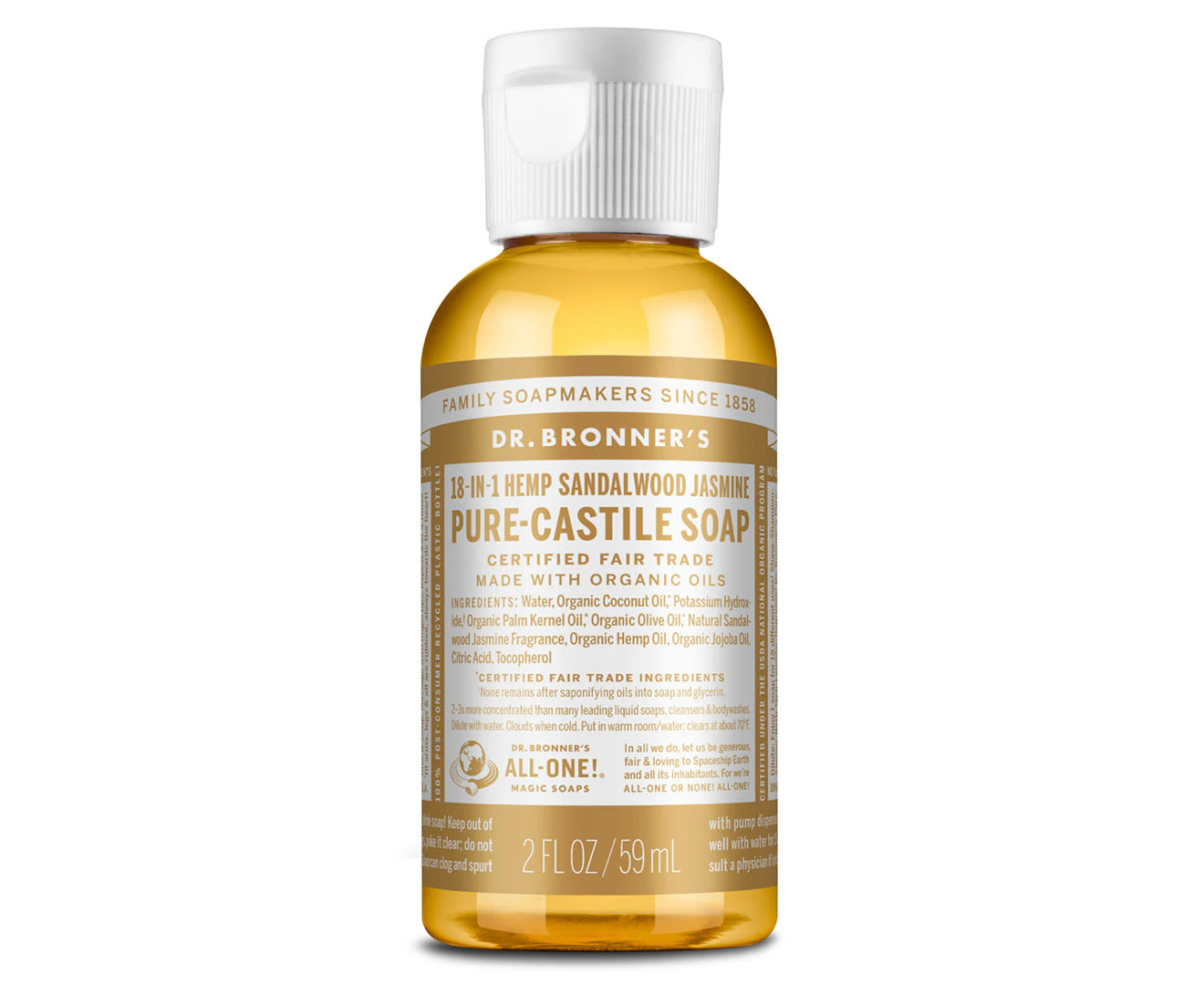 Dr. Bronner's Pure-Castile Liquid Soap Sandalwood Jasmine 59mL