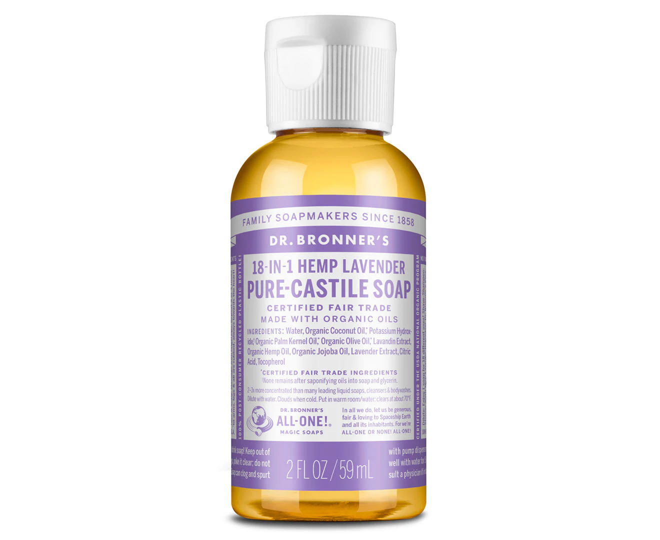 Dr. Bronner's Pure-Castile Liquid Soap Lavender 59mL