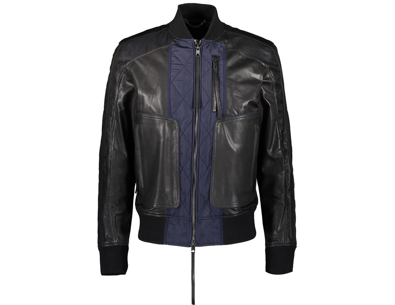 Diesel Black Gold Mens Leather Jacket Lamesh 900