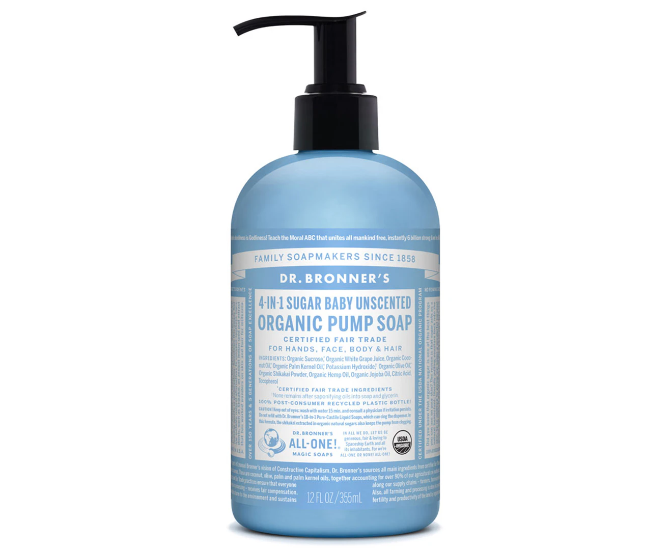 Dr. Bronner's Organic Baby Pump Soap Unscented 355mL