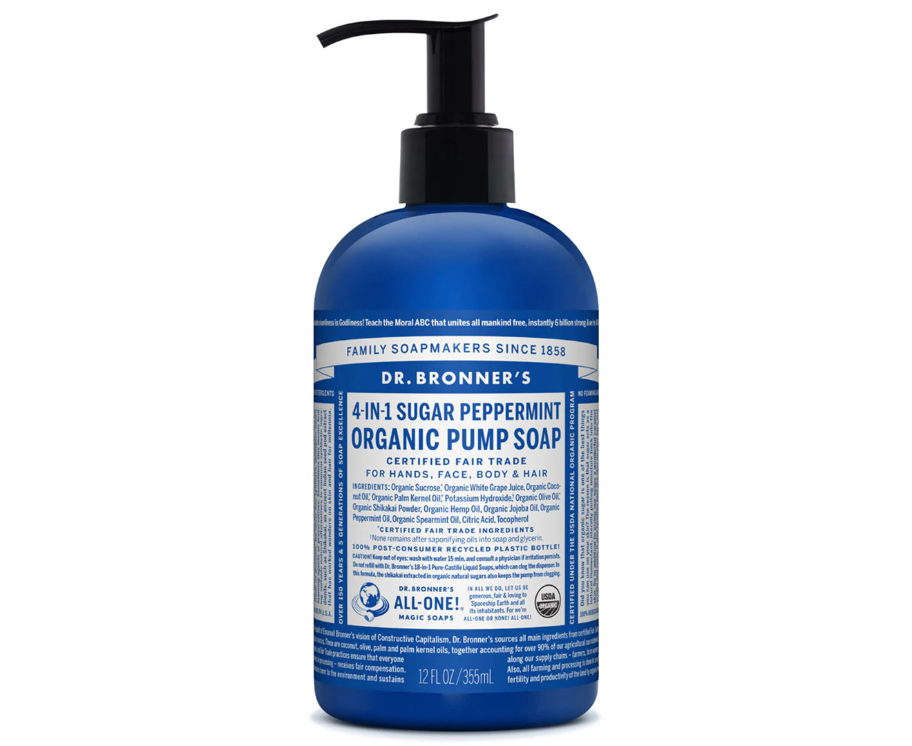 Dr. Bronner's Organic Pump Soap Peppermint 355mL