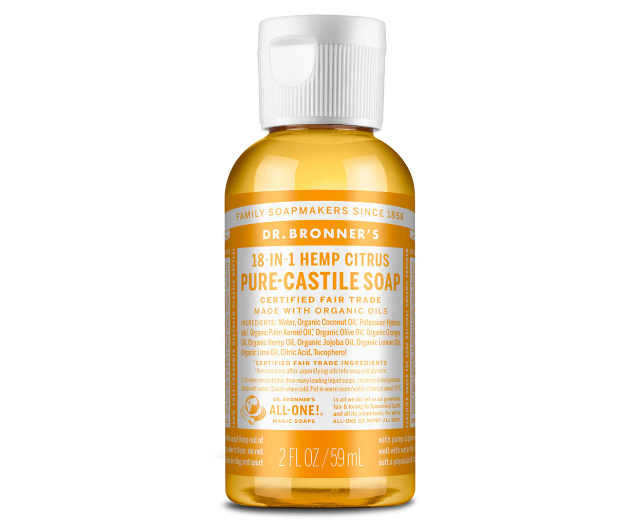 Dr. Bronner's Pure-Castile Liquid Soap Citrus Orange 59mL