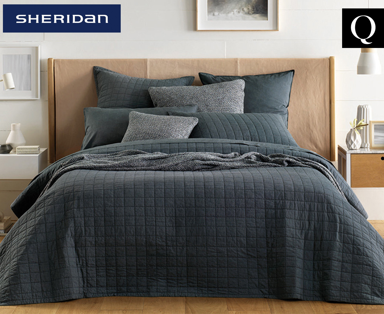 Sheridan Reilly Queen Bed Quilt Cover Set - Carbon | Catch.co.nz