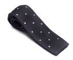 Decked-Up Men's Knitted Tie - Grey with White Polka Dots