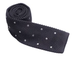 Decked-Up Men's Knitted Tie - Grey with White Polka Dots
