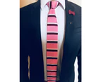 Decked-Up Men's Knitted Tie - Pink with Red and White stripes