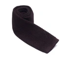 Decked-Up Men's Knitted Tie - Brown Solid