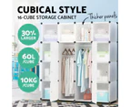 Artiss Cube Storage Cabinet DIY 16 Cubes Boxes Clothes Shelves Wardrobe Shoe Shelf Rack Compartment Organiser Stand Unit White