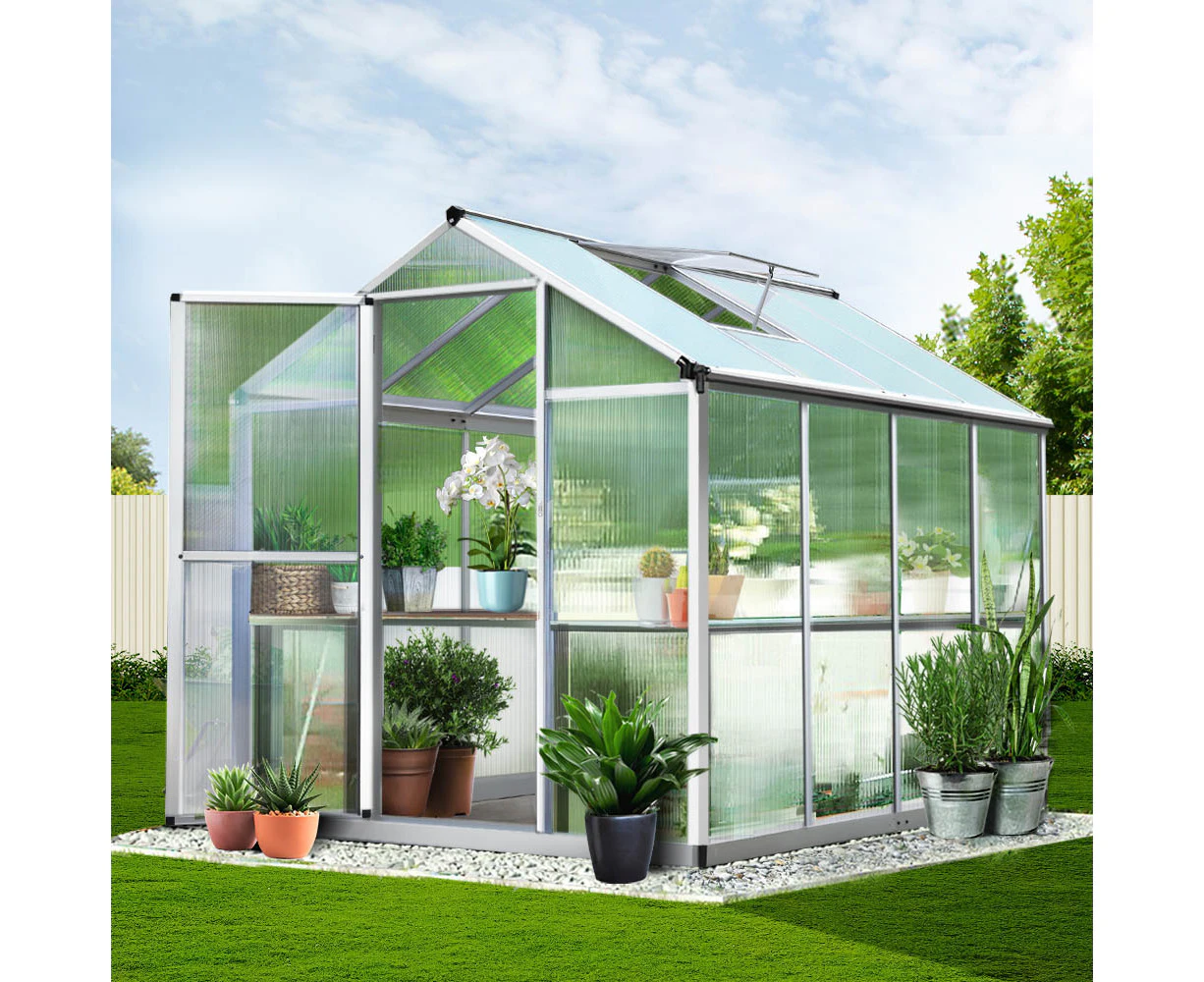 Greenfingers Greenhouse Aluminium Green House Garden Shed Greenhouses 2.42x1.9M