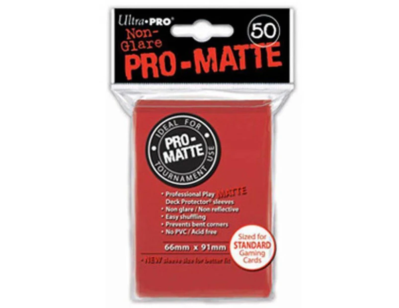 ULTRA PRO Deck Protector Sleeves Pro Matte Non-Glare Red Standard 50ct 66 x 91