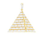 Premium Bling - 925 Sterling Silver 3D Pyramid Pendant gold - Gold