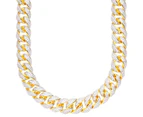 Sterling 925er Silver CZ Bling Chain - MIAMI CURB 12mm gold - Gold