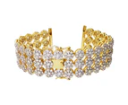 Iced Out CLUSTER Watch Bracelet - 3 ROW GOLD CLEAR - Gold