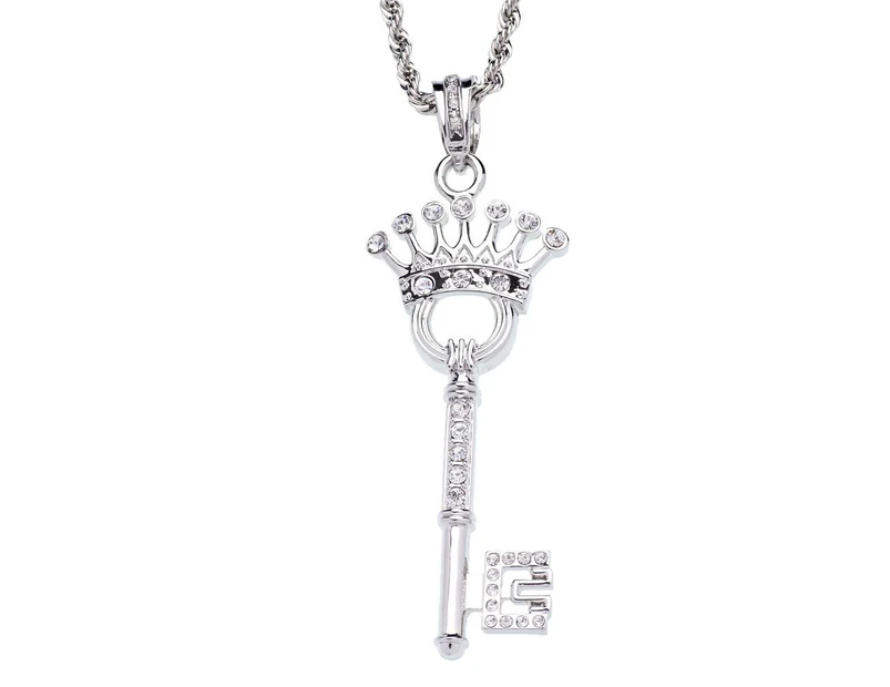 Iced Out Bling Hip Hop Chain - KEY - Silver